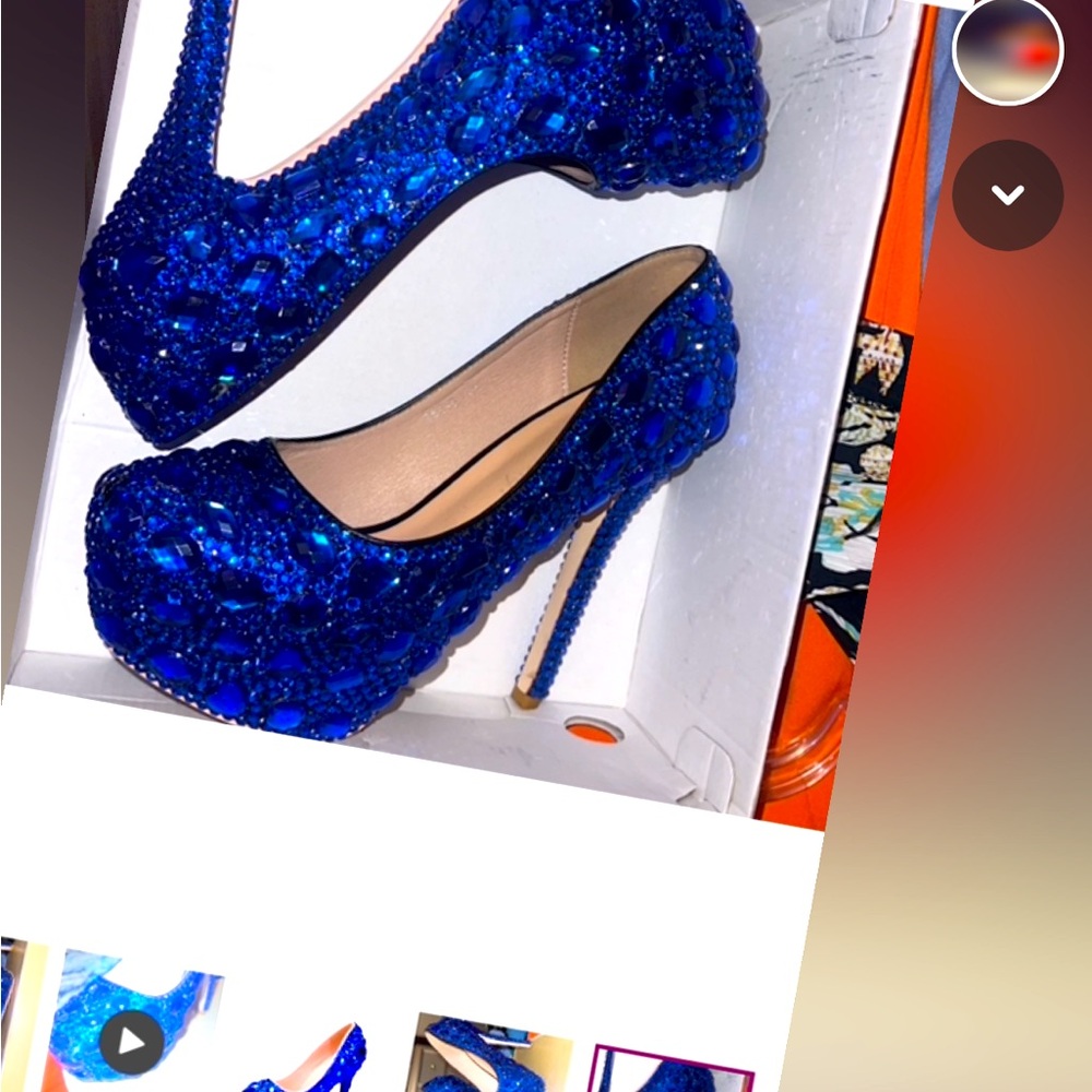 Royal blue shoes rhinestone
